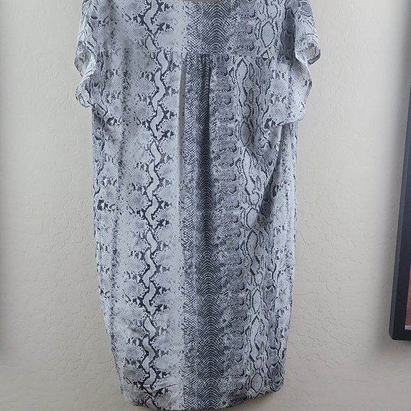Joie Messa Silk Snakeskin Dress Grey Black - Picture 8 of 9